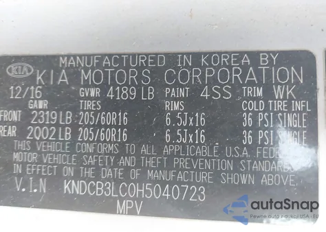 2017 Kia Niro Lx z USA, uszkodzony, nr VIN KNDCB3LC0H5040723